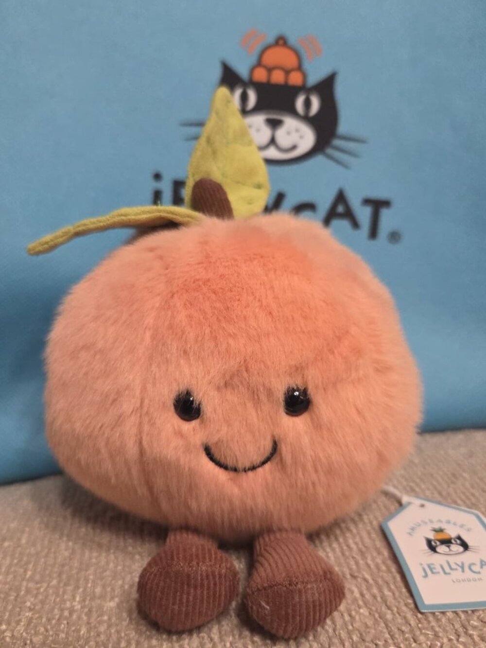 Jellycat Amuseables Peach Small 6.3 Inch Plush Fuzzy Fruit Toy Gift